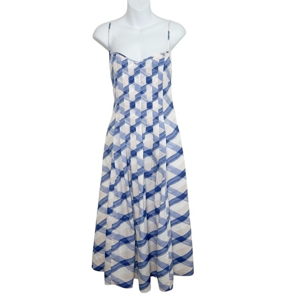 Banana Republic Plaid A-Line Slip Pleated midi Dress size 4p sleeveless wedding - Picture 2 of 12